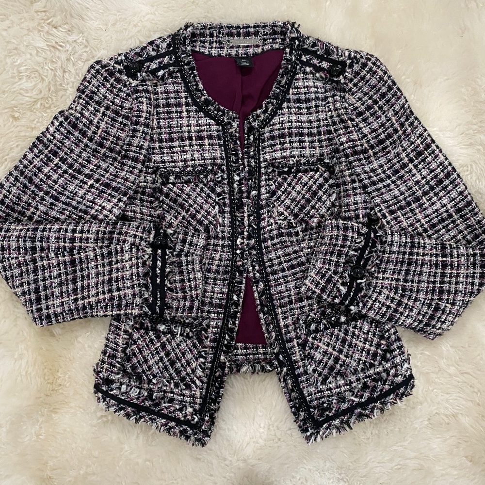 Purple and black tweed blazer
